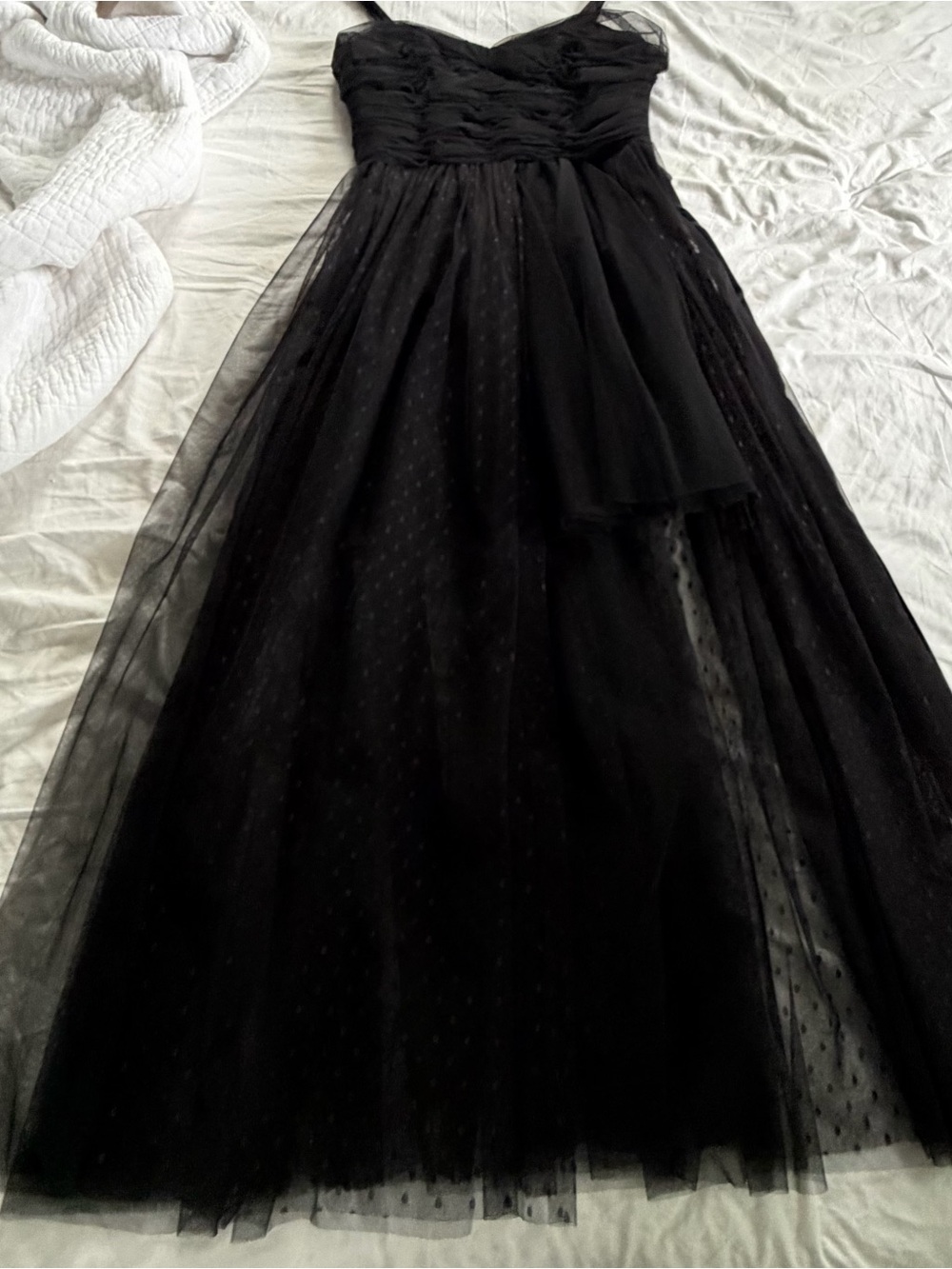 cinq a sept Black Tulle High-Low Evening Dress